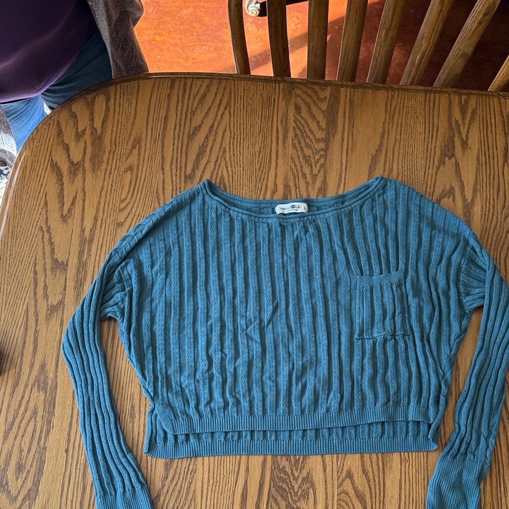 Teal Ribbed Knit Sweater